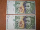 ESPAGNElot 2  BILLETS 1000 PESETAS 1992 SANS  SERIE  NEUF 