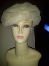 VINTAGE CREAM RUCHED CHIFFON COVERED ROUND HAT 55cm 