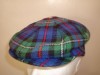 GREEN RED BLUE WHITE TARTAN FLAT CAP / HAT 58cm 