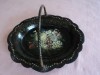 Victorian antique papier mache tray dish decorated with mother of pearl stunning 