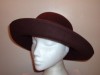 DARK BROWN ELEGANT FELT WIDE BRIM FORMED HAT 58cm 