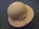 Vintage 30s? Henry Heath Nude Wool Felt Uneven Brim Clouch Style Hat & Box 