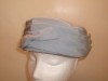 1950S VINTAGE BLUE PLEATED FABRIC ROUND PILL BOX HAT 55 