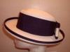 NAUTICAL THEME WHITE & NAVY BLUE WIDE BRIM HAT 55 56CM 