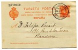 Spain, Alfonso XIII postal stationery Edifil 47 frp,Granollers to Barcelona 1905 