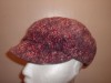 PURPLE PINK FLOWERY CORD BAKER BOY CAP HAT SIZE M L 58 