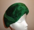 VINTAGE 1960’S GREEN FLUFFY RIGID ROUND TURBAN HAT 55CM 