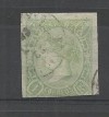 SPAIN 1865 1 REAL YELLOW-GREEN, USED GOOD MARGINS EXCEPT AT FOOT WHERE CUT INTO, 