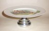 GREAT VINTAGE  ART DECO CHINA & CHROME CAKE STAND CUP CAKES 