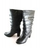 BUCKLE DETAIL  PULL CALF LENGTH BOOTS BLACK 5 