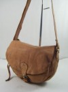 FAMOUS NAME Tan Washed Leather Satchel Cross Body Bag 