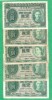 1952 $1 Hong Kong Set of 5 Paper Money Currency Set! 