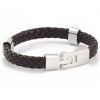 Mordern Surfer Dark Brown Woven Rope Leather Stainless Steel MENS Bracelet LB147 