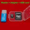  4GB 4 GB MICRO SD MiroSD SDHC TF 4G 4 G class 4 MEMORY CARD+ADAPTER+READER  