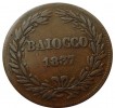 1 BAIOCCO 1837 VATICAN ITALIAN PAPAL STATES Rare Coin Nice Condition 