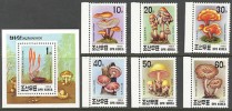 North Korea 1993 Mushrooms set of 6 +Block MNH** 