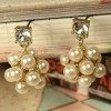 Fashion Women Pearls Rhinestone Hollowed Solid Disco Balls Stud Drop Earrings 