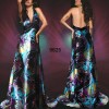 Print Halter Open Back Halter Deep V-neck Satin Formal Dress 09625 UK Size 18 