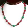 FINEST TOP CLASS 252.50 CARAT NATURAL RED RUBY & GREEN EMERALD BEADS NECKLACE 