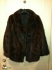 VINTAGE REAL MINK SABLE CHOCOLATE DARK BROWN FUR COAT PETER PAN COLLAR 