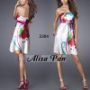 Strapless Floral Printed Diamante Satin NWT Short Cocktail Dress 03384 US Size 6 (610585938171) 