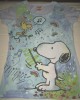 OFFICIAL PEANUTS Snoopy & Woodstock Music Notes blue T-shirt womens juniors L 