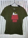 Retro Peanuts “Snoopy & Woodstock” T Shirt Top Army Green - Medium / 12 UK  