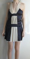 PINKO designer pleated black / ivory mini racer back dress UK 10 £295 