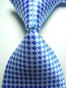 NEW 100%Silk WOVEN JACQUARD classic Men's White Blue interlace Tie Necktie   