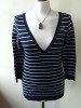 Beautiful Hollister by Abercrombie & Fitch Navy & White V-Neck Jumper Size Med 