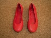 NEW CLARKS RED CUSHION SOFT LEATHER FLAT SLIP ON SHOES sz 5 EUR 38 