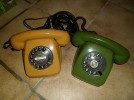 2x Alte Telefone Post FeTAp 611-2 ✿ Wählscheibe grün + beige ✿ funktionstüchtig 