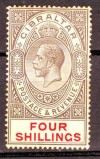 GIBRALTAR 1925 5s, 4/- nuevo fijasellos, MH, KGV