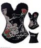  Sexy Devil Skull Wings Chain Rock Hook Tattoo Boned Corset Dress size:S 