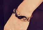  Fantastic Fashion Woman's Rock Gold Tone Black Cute Mustache Bracelet Bangle 