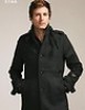  MEN'S SLIM WOOL LONG TRENCH JACKET OUTWEAR COAT BLACK COLOR SIZE M 