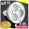  10x MR16 9W LED Spot Light Bulbs Lamp Warm-white 12V 3X3W work downlights Bright 