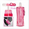  pink Reusable foldable Water bottle bag Hiking Travel Camping Sports Carabiner 