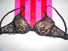  Victoria Secret ANGELS Black Lined demi bra 34C 