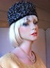  Vintage 1960s Jackie Kennedy style French black/white wool pill box hat &veil 