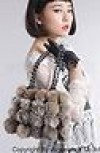  568 New Real Rabbit Fur Nature Brown Bag Handbag 