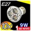  10pcs E27 9W LED Spot Light Bulbs Lamp Warm White 3x3W Downlights Work 85V 265V 