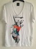  Zara Collection Mens V Neck Large Short Sleeve White Design T Shirt 