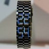  Black Band Digital Blue LED Lava Wrist Watch Iron Metal Samurai Men'S 