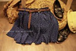  Hot Blue Fashion Pleated Floral Chiffon Women Ladies Cute Mini Skirt with Belt 