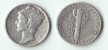 MONEDA DE PLATA One Dime ESTADOS UNIDOS -1944- SILVER COIN One Dime of USA