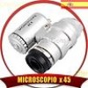  Mini Microscopio Bolsillo x 45 Aumentos Iluminado 2 LED 