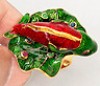  0 68cts RARE Ruby Emerald Green Enamel Gold Fish Silver Thai Ring Sz 7 5 A1371 