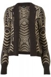 SOLD OUT TOPSHOP CHARCOAL GREY & CREAM JACQUARD PRINT CARDIGAN SIZE 10