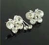  Hot Wholesale 3pair Charm Fashion Jewelry Butterfly Silver Crystal Stud Earrings 